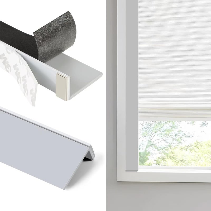 Miideayin Blackout PVC Light Blocking Strips for Window Shades and Blinds - Blocks Light Along The Sides of Blackout Blinds,Side Tracks for Blackout Shades, Light Blocking Strips for Bedroom (Grey, 58",2Pcs) - Image 1